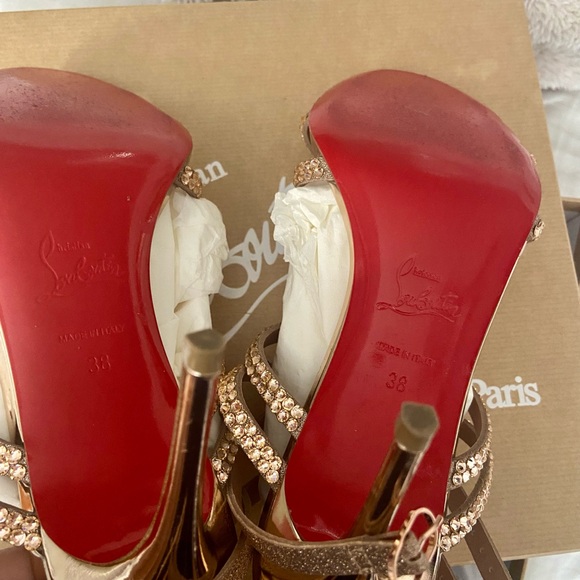 CHRISTIAN LOUBOUTIN RENEE glitter/swarovski rose gold 85 mm 38 size - Picture 7 of 16